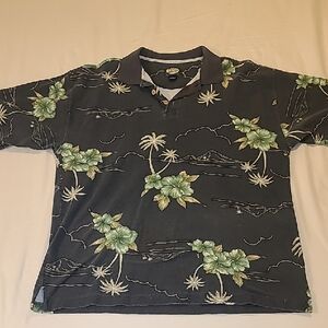 Tommy Bahama Grey and Green Floral Polo Shirt